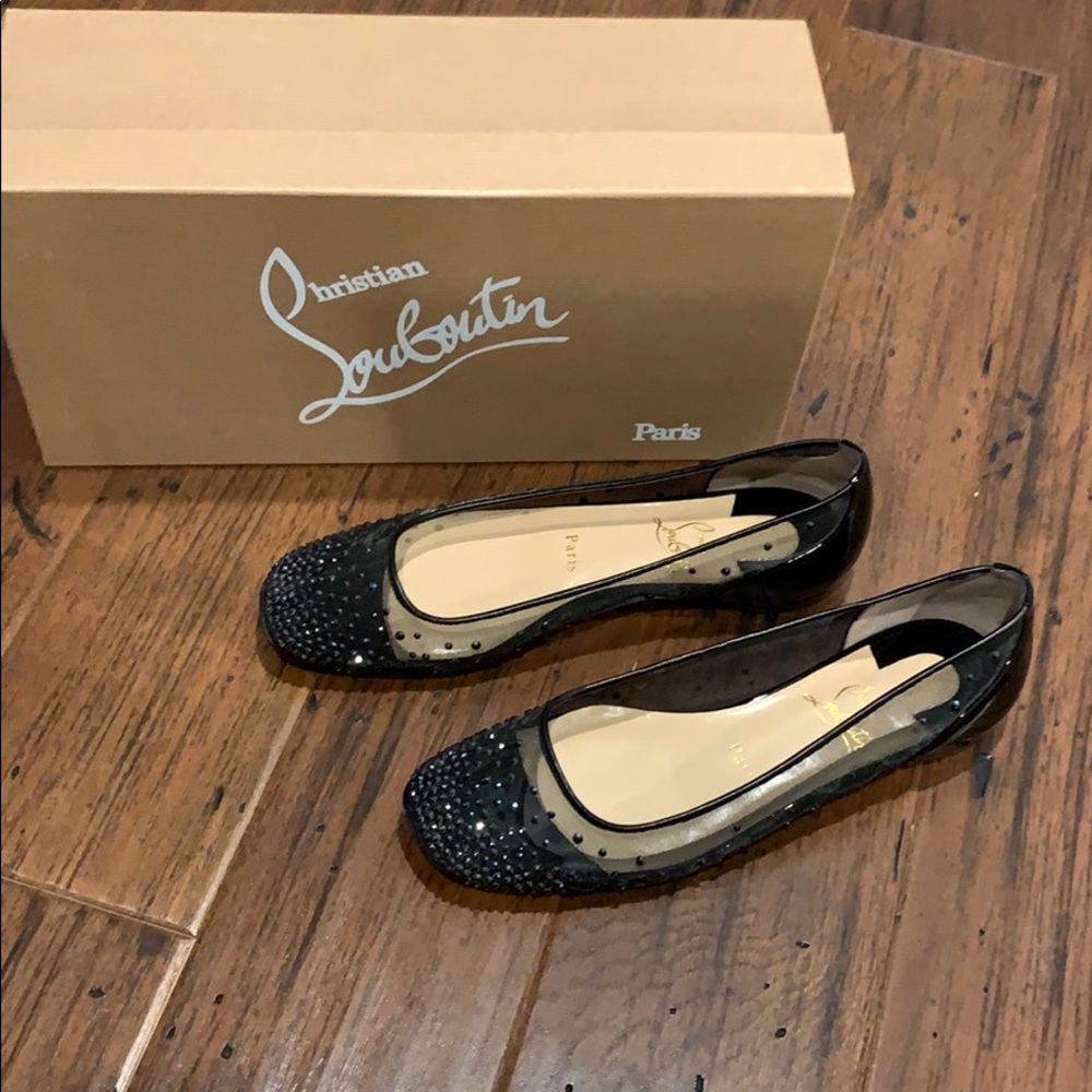 Christian Louboutin Patinotte Crystal Black Flats